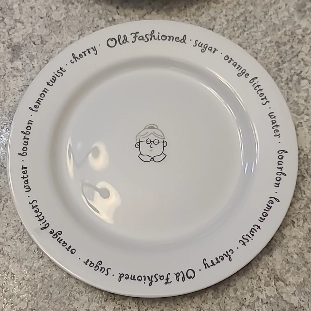 Pottery Barn Cocktail Recipe Plate Set of 4